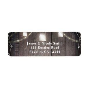 Rustic Wood Lights & Mason Jars Flourish Wedding Label