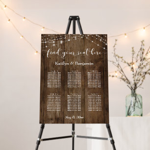 Rustic Wood Lights Reception 6 Table Seating Chart Foam Board