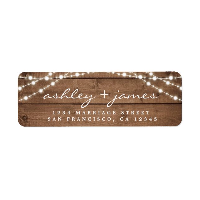 Rustic Wood Lights Return Address Label (Front)