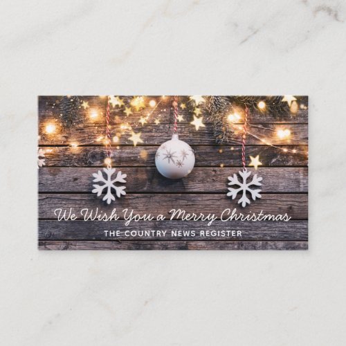  Rustic Wood Lights Stars Merry Christmas  Business Card