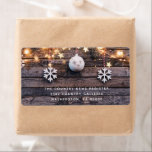 Rustic Wood Lights Stars Merry Christmas   Label<br><div class="desc">Rustic Wood Lights Stars Merry Christmas Business Card - the perfect way to wish your business associates and customers a Merry Christmas. Rustic business card features barnwood with snowflakes, ornaments and glowing stars. The front of the business card reads " We Wish You a Merry Christmas" (editable) customized with your...</div>