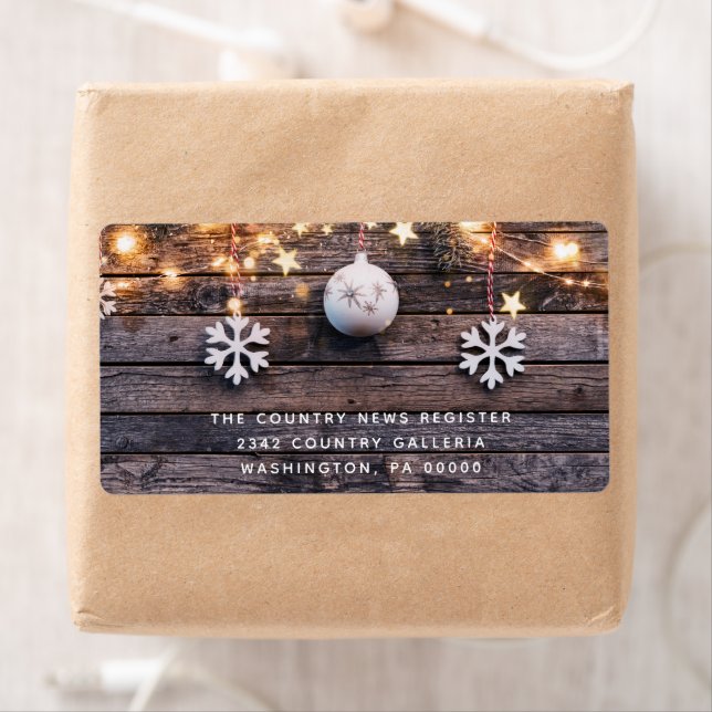  Rustic Wood Lights Stars Merry Christmas   Label (Insitu)