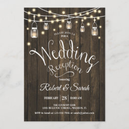 Rustic Wood & Lights Wedding Reception Invitation