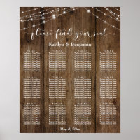 Rustic Wood Lights Wedding Reception Seating Chart