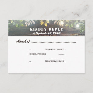Rustic Wood Lights Wedding RSVP