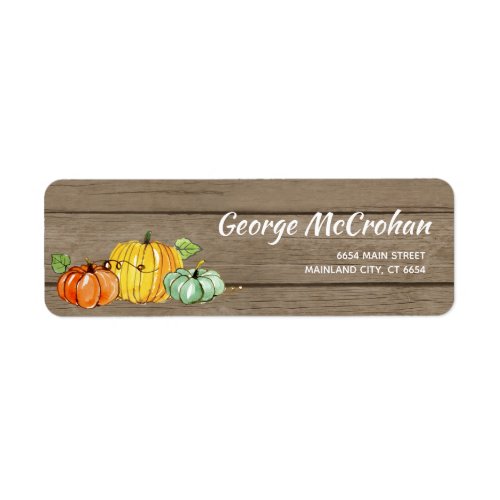 Rustic Wood Little Pumpkin Halloween Address Label