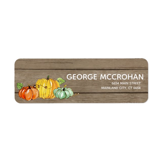 Rustic Wood Little Pumpkin Halloween Address Label (Front)