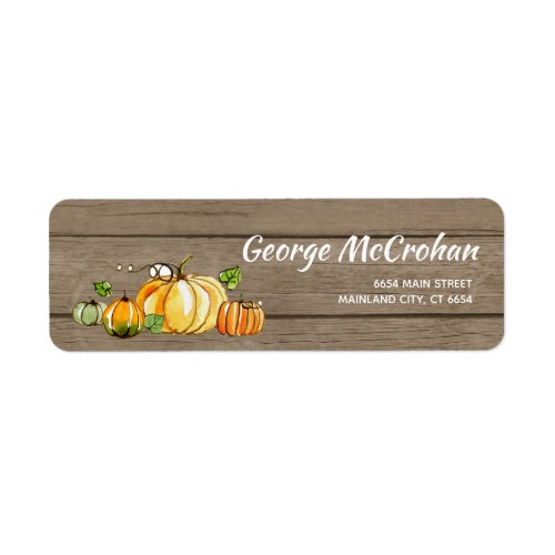 Rustic Wood Little Pumpkin Halloween Address Label