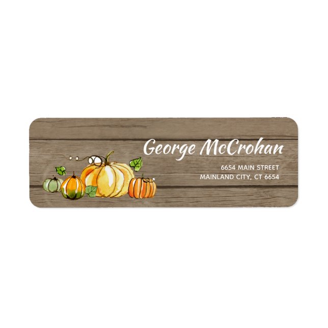 Rustic Wood Little Pumpkin Halloween Address Label (Front)