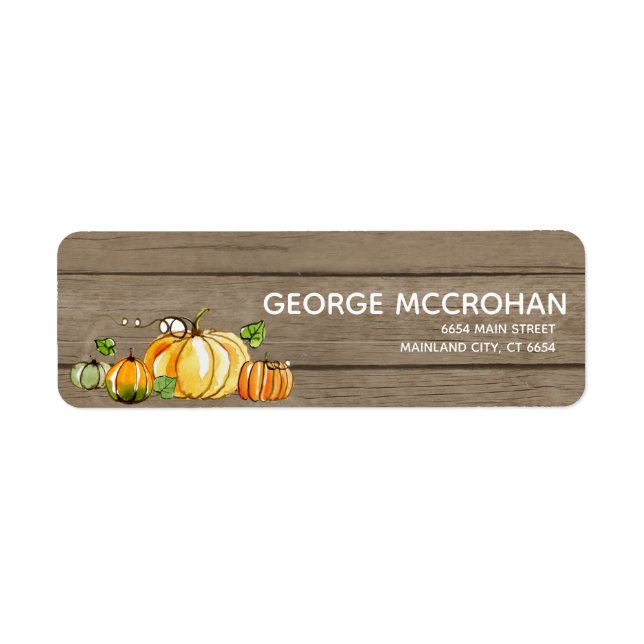 Rustic Wood Little Pumpkin Halloween Address Label (Front)