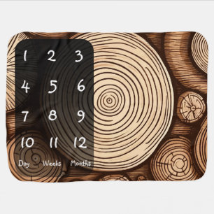 Rustic Wood Logs Photography Baby Milestone Mat Blanket