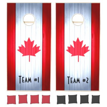 Rustic Wood Look Canada Flag Customizable Cornhole Set by ArtisticAttitude at Zazzle