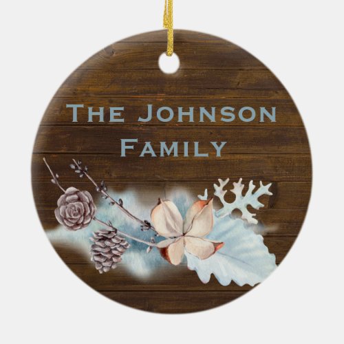 Rustic Wood Look Christmas Family Ornament