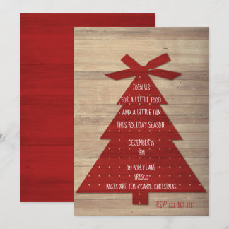 Rustic Wood Look Christmas Party Invitation