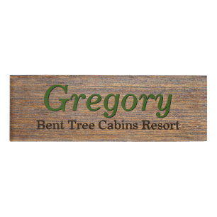 Rustic Wood Look Employee First Name Tag