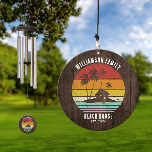 Rustic Wood Look Family Beach House Wind Chime