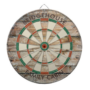 Rustic Wood Look Family Games Room Custom Dart Board
