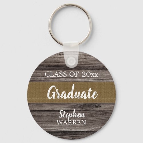 Rustic Wood Look Graduate Class Year  Name Keychain