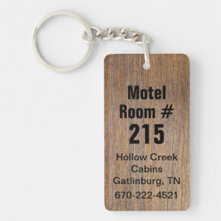 Rustic Wood Look Hotel Room Number Keychain