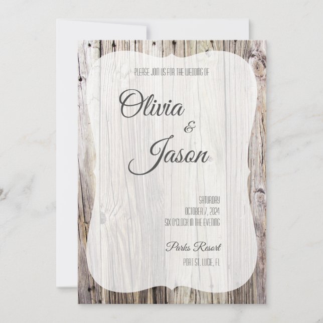 Rustic Wood Look Invitation (Front)