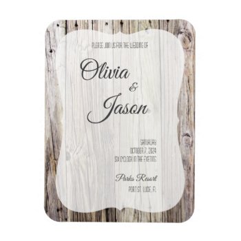 Rustic Wood Look Invitation Magnet by ICandiPhoto at Zazzle