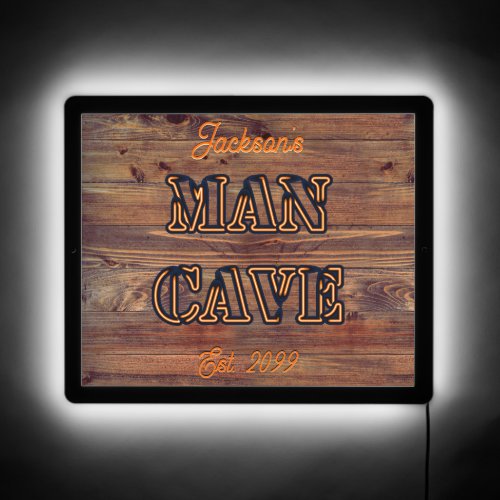 Rustic Wood Look LED Sign for Man Cave