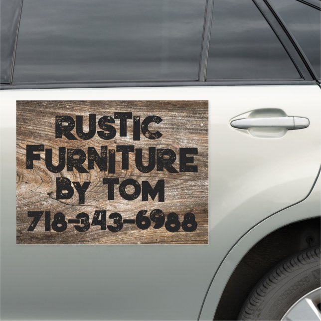  RUSTIC WOOD LOOK LOG CUSTOM BIG CAR MAGNET (In Situ)