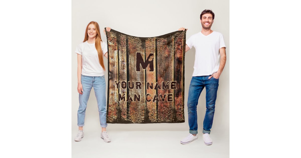 Rustic Wood look Personalized Man Cave Blanket Zazzle