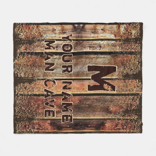 Rustic Wood look Personalized Man Cave Blanket Zazzle