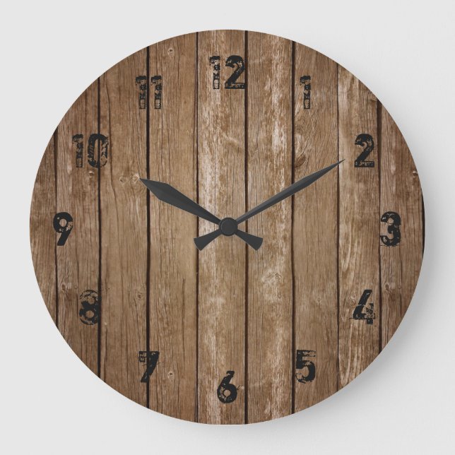 Rustic Wood Look Planks Large Clock (Front)