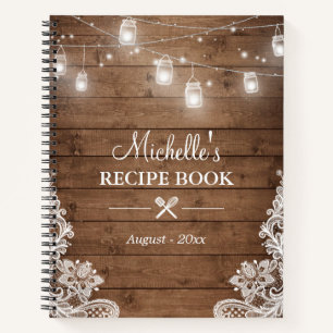 Rustic Wood Look String Lights Lace Recipe Book
