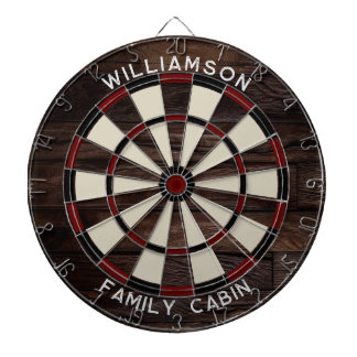 Rustic Wood Look Typography Family Games Room Dart Board