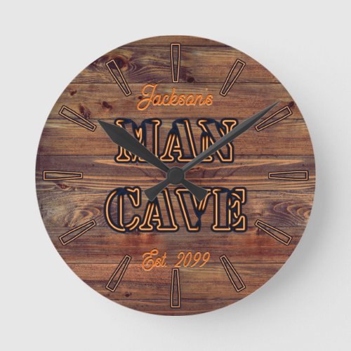 Rustic Wood Look Wall Clock for Man Cave
