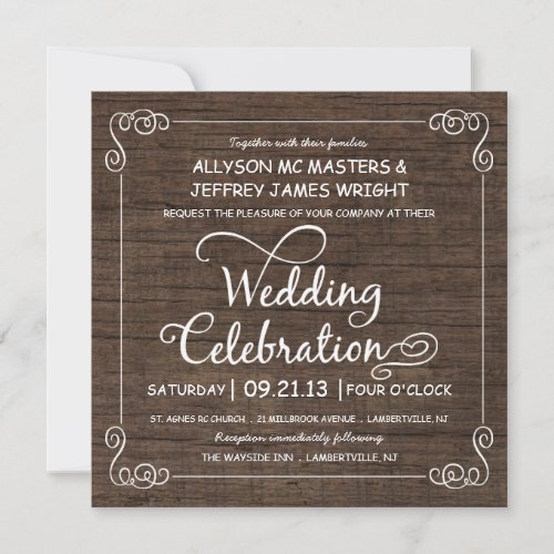 Rustic Wood-look Wedding Invitations