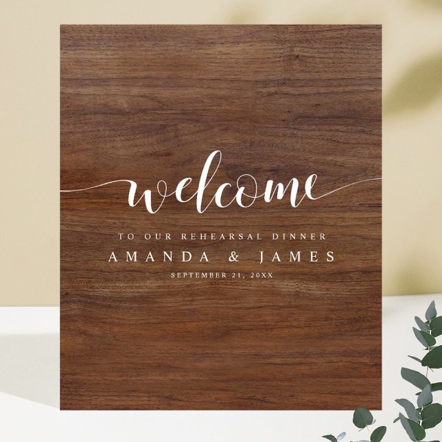 Rustic Wood Look Wedding Rehearsal Dinner Welcome Poster (Creator Uploaded)