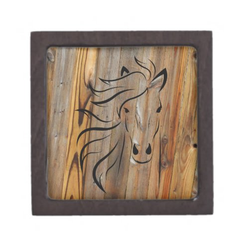 Rustic Wood Look _Wild Horse Head Gift Box