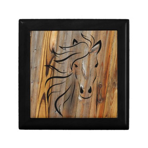 Rustic Wood Look _Wild Horse Head Gift Box