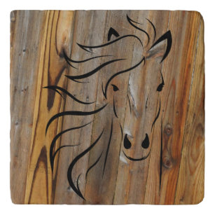 Rustic Wood Look - Wild Horse Head Trivet