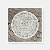 Rustic Wood Love is Patient Wedding Paper Napkins