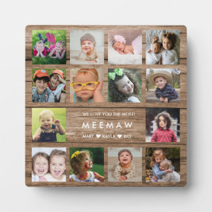 Rustic Wood Love You Meemaw Grandma 14 Photo Plaque