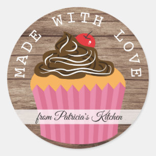 Rustic Wood Made With love From The Kitchen Of Classic Round Sticker