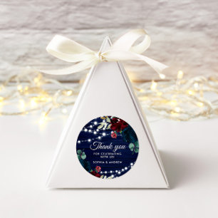 Rustic Wood Marsala & Navy Blue Flowers Classic Round Sticker