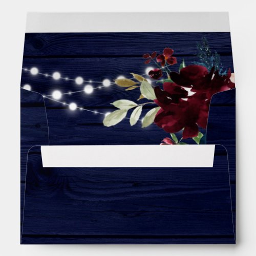 Rustic Wood Marsala  Navy Blue Wedding  Envelopes