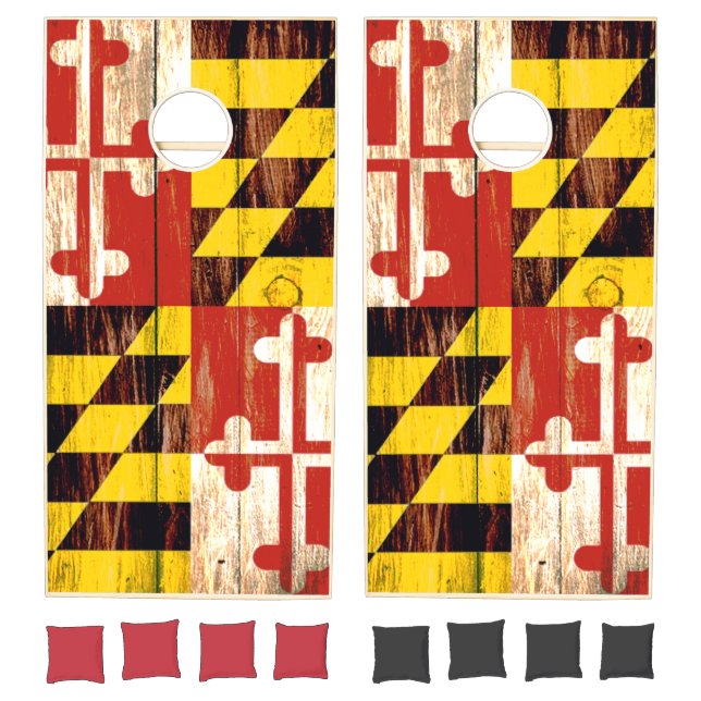 Rustic wood Maryland flag  Cornhole Set (Set)