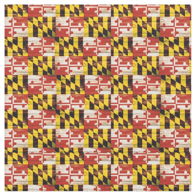 Rustic wood Maryland flag fabric yard (Close Up)