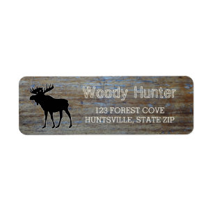 Rustic Wood   Masculine Wildlife Moose Silhouette Label