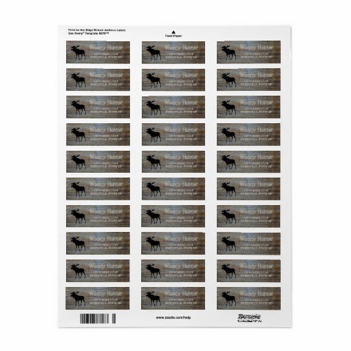 Rustic Wood | Masculine Wildlife Moose Silhouette Label | Zazzle