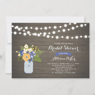 Rustic Wood & Mason Jar Bridal Shower Invitation