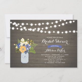 Rustic Wood & Mason Jar Bridal Shower Invitation