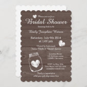 Rustic wood mason jar bridal shower invitations (Front/Back)